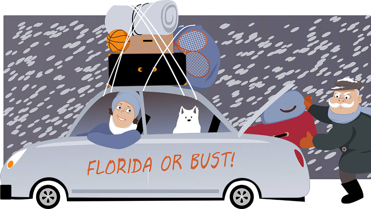 A car teeming with luggage heading to warmer weather