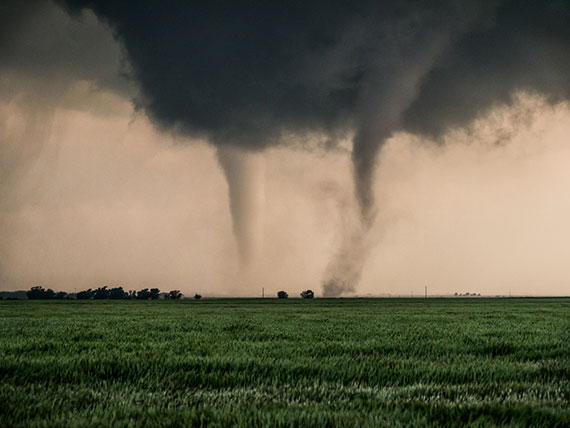 A tornado in an open field
