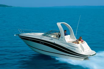 A boat heading out to open waters